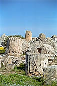 Selinunte the temple hill. Temple ruins crushed to the ground, like a fantastic work of art 